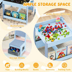 Children's Table with 2 Chairs Wood 3-Piece Furniture Set | Children's furniture set with shelf storage space and 4-in-1 painting table for children from 3 years