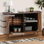 Grepatio 47" Sideboard Buffet Cabinet with Fluted Slide Doors, Tambour Storage Cabinets with Adjustable Shelves, Credenza Console Mid Century Cabinet for Living Room Hallway Entryway (Brown)