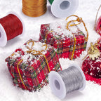 Shappy 440yards x 1mm Metallic Cord Tinsel Rope for Gift Wrapping and Craft DIY, Ribbon Wrap Thread Tag Cord for Craft Making(Gold, Silver, Red, Green)