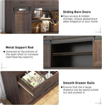 70” Large Buffet Sideboard Cabinet w/4 Drawer,Farmhouse Coffee Bar Cabinet Buffet with Storage,Sliding Door,Long Kitchen Buffet Table,Kitchen Sideboard Cabinet,Credenza for Dining Room,Brown