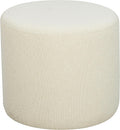 Studio Living Wentworth 19" Round Ottoman, Urban Transitional, Fully Assembled, Soft Boucle Fabric, Snow