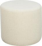 Studio Living Wentworth 19" Round Ottoman, Urban Transitional, Fully Assembled, Soft Boucle Fabric, Snow