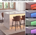 71’’ Large Faux Marble Dining Table for 6 People, 37.4’’H Tall Modern Kitchen Island with LED Lights, Rectangle Kitchen Dining Table for Home
