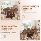 43.3''-59'' Round Extendable Dining Table, Oval Dining Table for 4-8, Modern Kitchen Circle Dinning Table with Storage for Kitchen Living Room Apartments Family Meals (Walnut)
