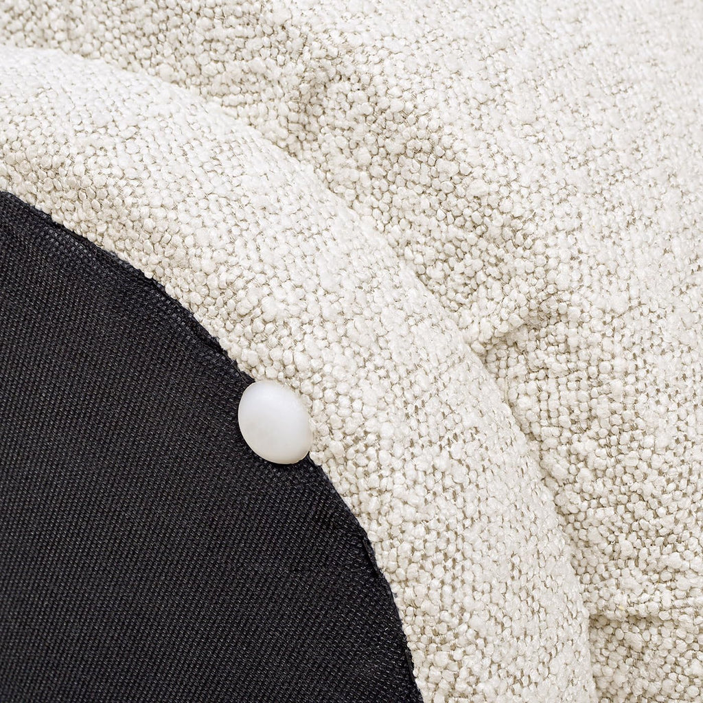 15" Small Foot Stool Ottoman Cute Foot Rest Round Mushroom Ottomans Modern Boucle Footstool Shoe Stool for Couch for Living Room Bedroom Entrance Beige