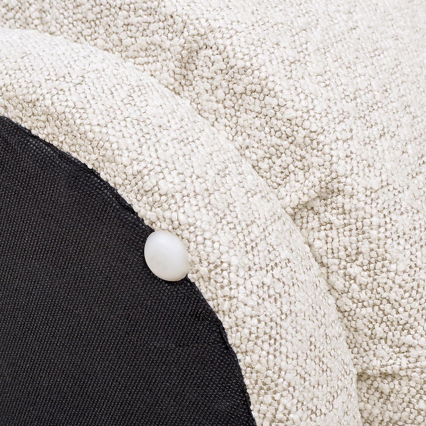 15" Small Foot Stool Ottoman Cute Foot Rest Round Mushroom Ottomans Modern Boucle Footstool Shoe Stool for Couch for Living Room Bedroom Entrance Beige