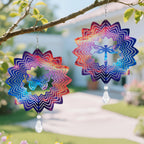 2PCS Garden Wind Spinners 3D Wind Sculptures Butterfly & Dragonfly Hanging Kinetic Wind Catchers Outdoor Yard Art Ideal Gifts for Mom Wife Grandma