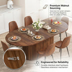 55"-71" Extendable Dining Table Set for 8, Oval Dining Room Table Set for 8, Modern Wood Kitchen Table Upholstered Chairs Set of 8, Ideal for Dining Room,Office, Space-Saving