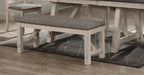 Dining Bench 48 Inch Upholstered Seat Cottage Style Chalk Gray Finish Cream Fabric Cushion Solid Wood Standard Height Bench for Dining Room Bedroom 76mm Cushion