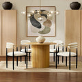 Morden Fort Set of 4 Chenille Upholstered Dining Chairs with Arms,Black Metal Frame with Gold Accent,Padded Kitchen,White