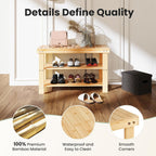 DUMOS Shoe Rack Bench with Storage, 3-Tier Bamboo Entryway Benches, Wooden Shoe Rack Holds Up to 286 lb Storage Organizer, Suitable for Bedroom Living Room Balcony, Classical Wood