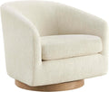 CHITA Swivel Accent Chair, Fully Assembled Fabric Barrel Armchair with FSC Certified Upholstered for Living Room, Bedroom and Office, Cream