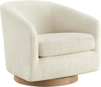 CHITA Swivel Accent Chair, Fully Assembled Fabric Barrel Armchair with FSC Certified Upholstered for Living Room, Bedroom and Office, Cream