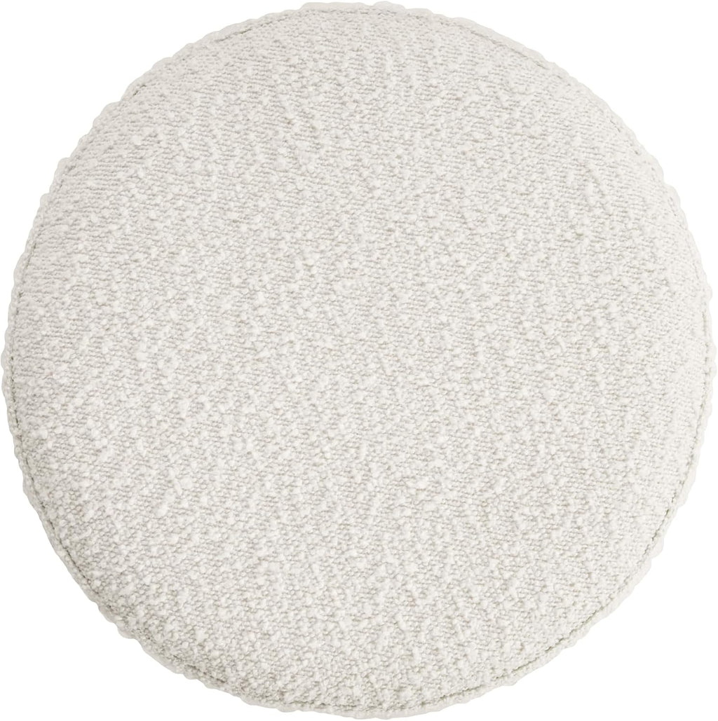 HomePop Organic Shape Ottoman (No Lid, Seat Only) | HomePop Home Décor | Round Pouf Foot Rest – Cream Boucle
