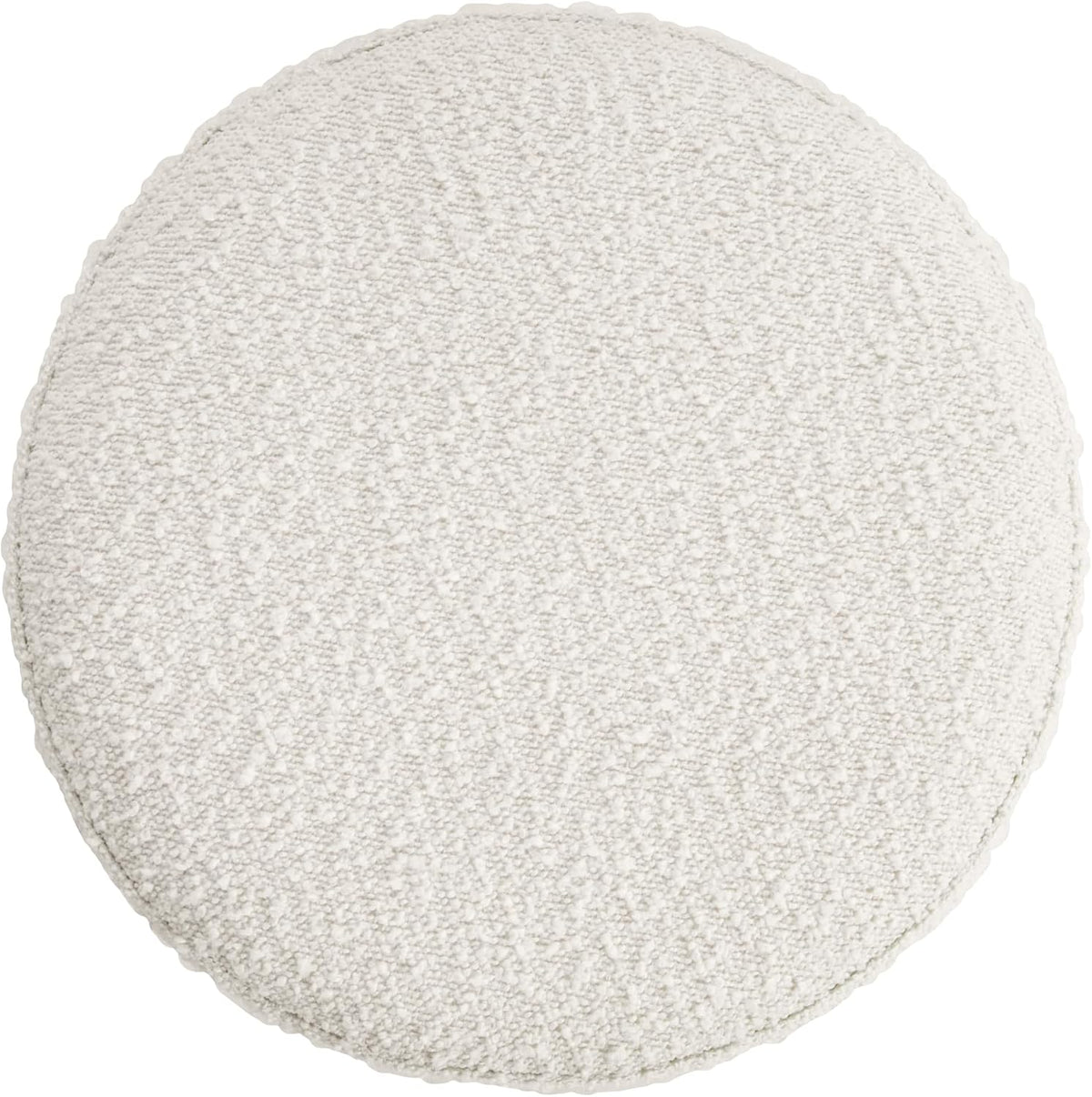HomePop Organic Shape Ottoman (No Lid, Seat Only) | HomePop Home Décor | Round Pouf Foot Rest – Cream Boucle