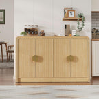 Decofy 55" Buffet Sideboard Cabinet, Mid Century Modern Console Cabinet with Wavy Grain Doors & Adjustable Shelves for Kitchen Cabinets, Living Room, Entryway, Coffee Bar Cabinet, Natural Oak