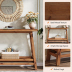 41.3" Farmhouse Console Table, Solid Wood Entryway Table with Storage Shelf, 2 Tiers of Narrow Behind Couch Sofa Furniture for Living Room, Hallway, Foyer, Easy Assembly