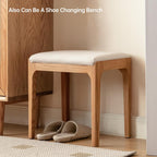 Solid Wood Small Vanity Stool Chair, High-Rebound Sponge Seat, Easy Assembly Makeup Chair, Footstool for Bedroom, Dining Room, Entryway, Natural Oak