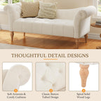 Christopher Knight Home Ucal Velvet Upholstered End of Bed Ottoman, Wooden Living Room Ottoman Bench with Curved Arms, Long Entryway Bench with Button Tufting, Long Seating for Bedroom, Beige