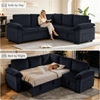 86″ Sectional Sleeper Sofa with Pull Out Bed, Modular Sectional Couch with Storage