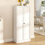 61-Inch White Metal Kitchen Pantry Cabinet with 4 Adjustable Heavy-Duty Shelves (110lb Capacity), Freestanding Storage Organizer for Pantry, Kitchen, Living Room