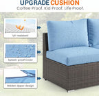Wisteria Lane Outdoor Sofa, 2 Pieces Wicker Patio Furniture Set with Washable Cushions, Armless Patio Sectional for All-Weather, Oversized Outside Furniture for Garden, Poolside, Backyard, Light Blue