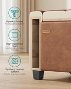 SONGMICS Storage Ottoman,ULOM521KQ01 | Buttons Decoration, Non-Slip Foot Pads, 661.4 lb Load Capacity, Coffee Brown, MACEO Collection ULOM521KQ01