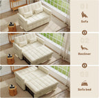 Nebuaegis Sleeper Sofa Bed,3-in-1 Convertible Pull Out Couch with Adjustable Backrest for Living Room,Loveseat Sofa Bed with Side Pockets,Easy Assembly,Beige,1 PCS