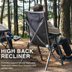 EVER ADVANCED Luxury Camping Chairs 2 Set for Adults Heavy Duty High Back Oversized Folding Garden Chair Comfy Padded Loadable 330LBS Adjustable Dining Chairs 4-Position Recliner Chair Grey