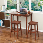 Giantex Bar Table and Chairs Set - 3-Piece Counter Height Dining Table Set with Hangable Bar Stools, Wood Veneered Tabletop, Rubber Wood Legs, Space Saving Dinette Set, Breakfast Nook Table Set, Brown