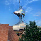 Hanging Wind Spinners,3D Spiral Highly Reflective Stainless Steel Metal Wind Spinner Outdoor Garden Decor,Decorations to Scare Away Yard Birds12in 2Pcs