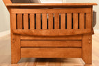 Phoenix Full Size Futon Couch with Linen Fabric Mattress Included - Wooden Frame - Solid Hardwood Construction