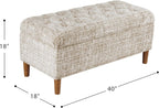 Homepop Home Decor | Tufted Ainsley Button Storage Ottoman Bench with Hinged Lid | Ottoman Bench with Storage for Living Room & Bedroom, Cream Textural Woven