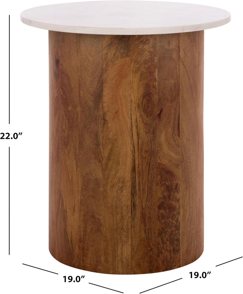 SAFAVIEH Home Collection - Kappie Round Accent Table with White Marble Top & Natural Solid Wood Base (ACC3738A)