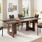 Squireewo 70 INCH Dining Table for 4 6 People, Modern Wooden Dining Table W/Thickened Waterproof Tabletop, Rectangle Dinner Table with Heavy Duty Legs for Kitchen, Dining Room (Brown&Black)