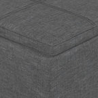 SIMPLIHOME Avalon 42" Wide Linen Look Fabric Storage Ottoman in Slate Grey