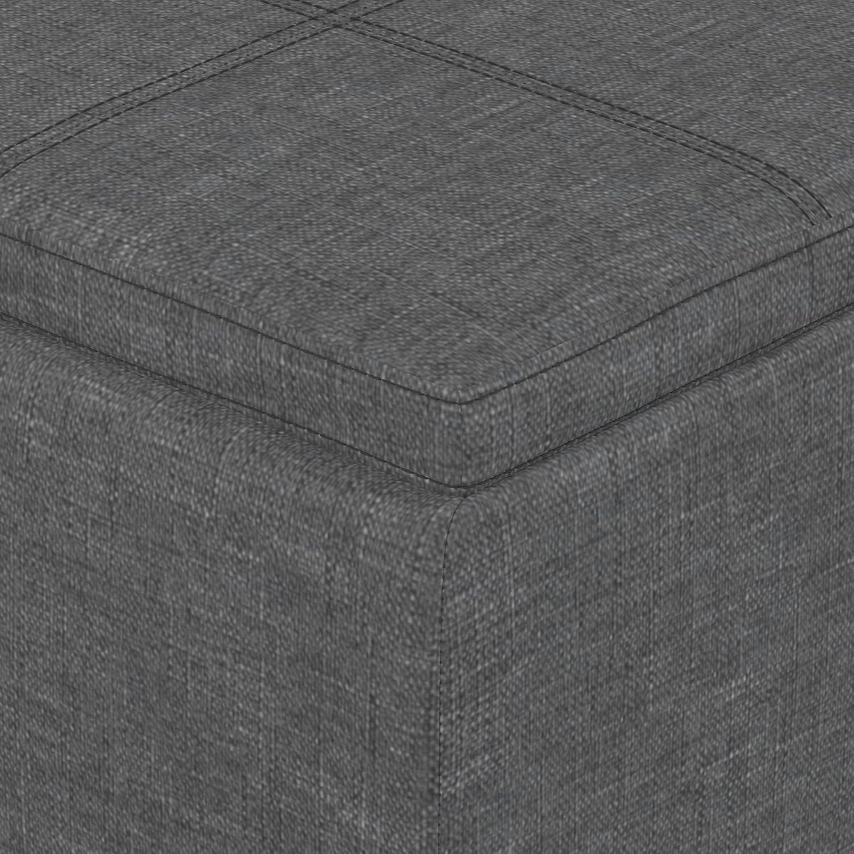 SIMPLIHOME Avalon 42" Wide Linen Look Fabric Storage Ottoman in Slate Grey