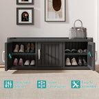 Outdoor Shoe Bench, Waterproof UV-Resistant Indoor Resin Shoe Cabinet, Entryway Shoe Storage with 3 Doors, Living Room, Bedroom, Black (3 Door)