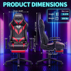 Led Gaming Chair with Speakers Massage 165° Reclining Computer Chairs-Red | RGB Lights Video Game Chairs for Adults;Racing Style;Rocking Mode;Bluetooth Gamer Chair with Footrest;Adjustable Armrests