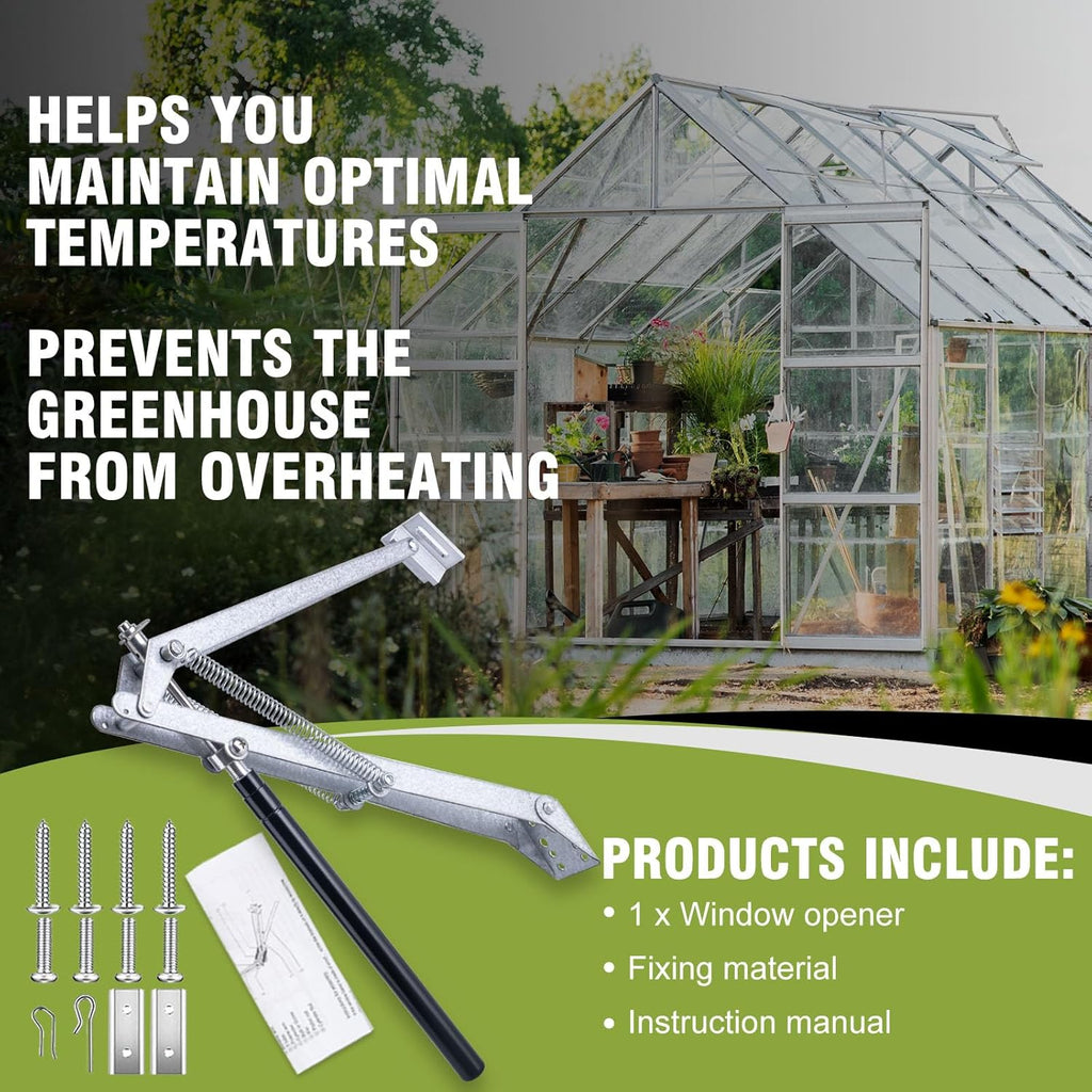 CHANGE MOORE Auto Vent Opener 1Pack Automatic Greenhouse Window Opener, Roof Vent Opener Auto Vent Kit Sensitive Gardening Tools, Automatic Greenhouses Supplies (Dual Spring Up to 33lbs)