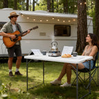 4 Feet Folding Table Adjustable Height with Carry Handle, Steel Legs | Heavy Duty | Lightweight Portable | Perfect for Party, Dining, Wedding, Events, Picnic Indoor, Outdoor, Camping, Utility
