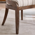 LZAREAL Modern Farmhouse Dining Chairs Set of 4 Mid Century Upholstered Dining Chair with Wooden Curved Back Kitchen Chairs for Dining Room Restaurant Cafe, Brown Walnut Colored-Linen Khaki Stripe