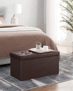 SONGMICS 30 Inches Folding Storage Ottoman Bench with Flipping Lid