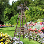 Wooden Windmill, Weather-Proof Wind Spinner, Outdoor Wind Mill for Garden Lawn Patio Decoration (Carbonized, Medium)