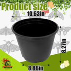 3 Gallon Nursery Pots Plastic Container Injection Molded Pot for Plants Flexible with Drainage Holes Suitable for Plants Soil Growers or Hydroponics Black 10 Pcs