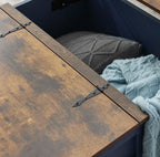 Coffee Table and End Table Sets of 3, 2 Large End Table with Charging Station and 1 Coffee Table with Large Hidden Storage, Farmhouse Living Room Table Set, Blue
