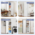 71''Tall Narrow Storage Cabinet Metal Bathroom Cabinet with Doors and 4 Adjustable Shelves, Slim Pantry Cabinets Cupboard for Small Space, Apartment, Bathroom, Kitchen, Laundry (White)