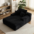 65'' Chaise Lounge Chair Indoor, Black Corduroy Sofa Bed, Lounge Chair, Oversized Sleeper Sofa, Black Corduroy Cloud Couch Reading Chair for Living Room No Assembly