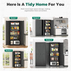 Greenvelly 63" H Black Farmhouse Metal Pantry Cabinet, Kitchen Pantry Storage Cabinets with 2 Doors and Adjustable Shelves, Kitchen Pantry Cabinets for Home, Garage and Bedroom