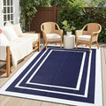 OLANLY Outdoor Rug 5x8 ft Waterproof, Reversible Outdoor Plastic Straw Rug, RV Mat, Indoor Outdoor Carpet Clearance for Patio, Camping, Balcony, Deck, Backyard, Navy & White